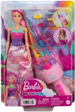 Barbie Dreamtopia Örgü Saçlı Bebek ve Aksesuarları Oyun Seti JCW55