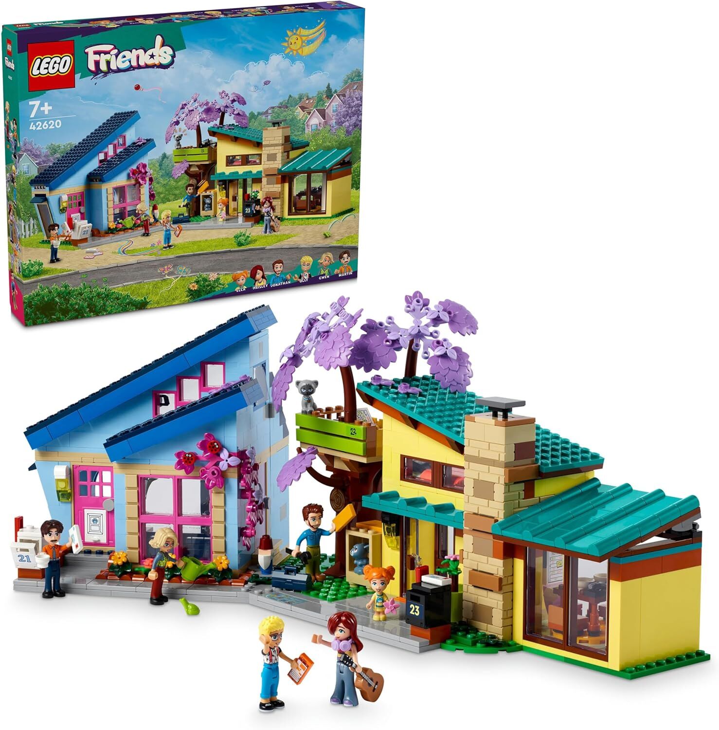 LEGO Friends Olly ve Paisley'nin Aile Evleri 42620-7 Yaş ve Üzeri Çocuklar için 5 Minifigür İçeren Yaratıcı Oyuncak Yapım Seti (1126 Parça)