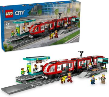 LEGO City Şehir Merkezi Tramvay İstasyonu 60423-7 Yaş ve Üzeri Oyuncak Tren ve Araç Meraklıları için Yaratıcı Oyuncak Yapım Seti (811 Parça)