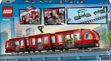 LEGO City Şehir Merkezi Tramvay İstasyonu 60423-7 Yaş ve Üzeri Oyuncak Tren ve Araç Meraklıları için Yaratıcı Oyuncak Yapım Seti (811 Parça)