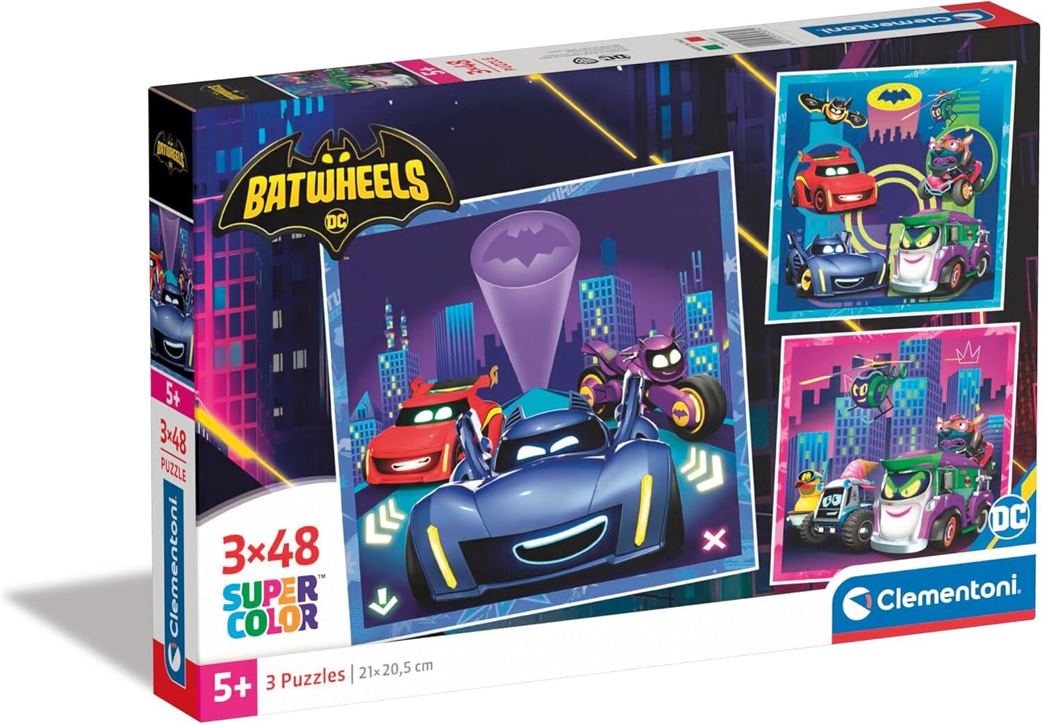 CLEMENTONI 3x48 Super Kolor Batwheels [PUZZLE]