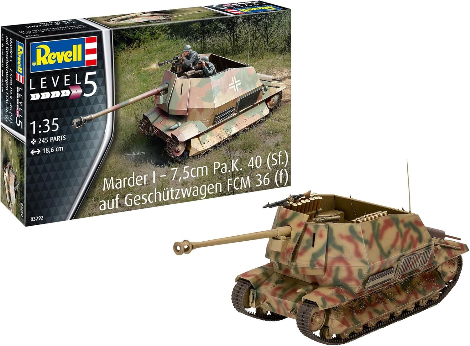 Revell Marder I 7,5cm Pa.K. 40 (Sf.) auf FCM 36(f) Model Kit Askeri Araç