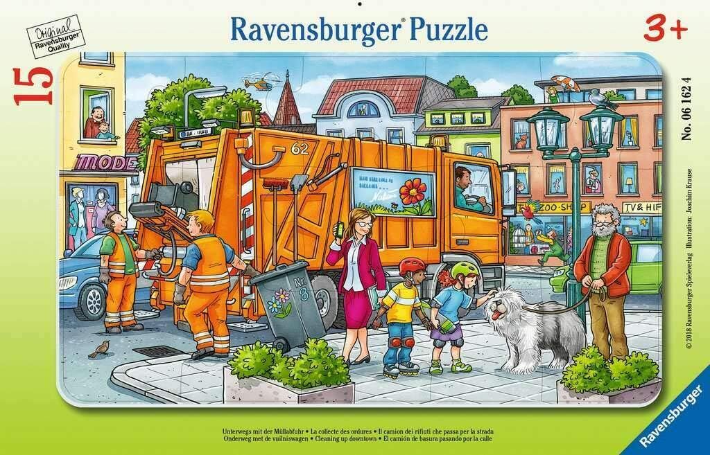 Ravensburger 61624 Çöp Toplama Kamyonu Çocuk Puzzle, 15 Parça