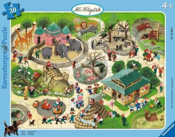 Ravensburger 30 Parçalı Büyük Çerçeveli Puzzle Hayvanat Bahçesi, Ali Mitgutsch