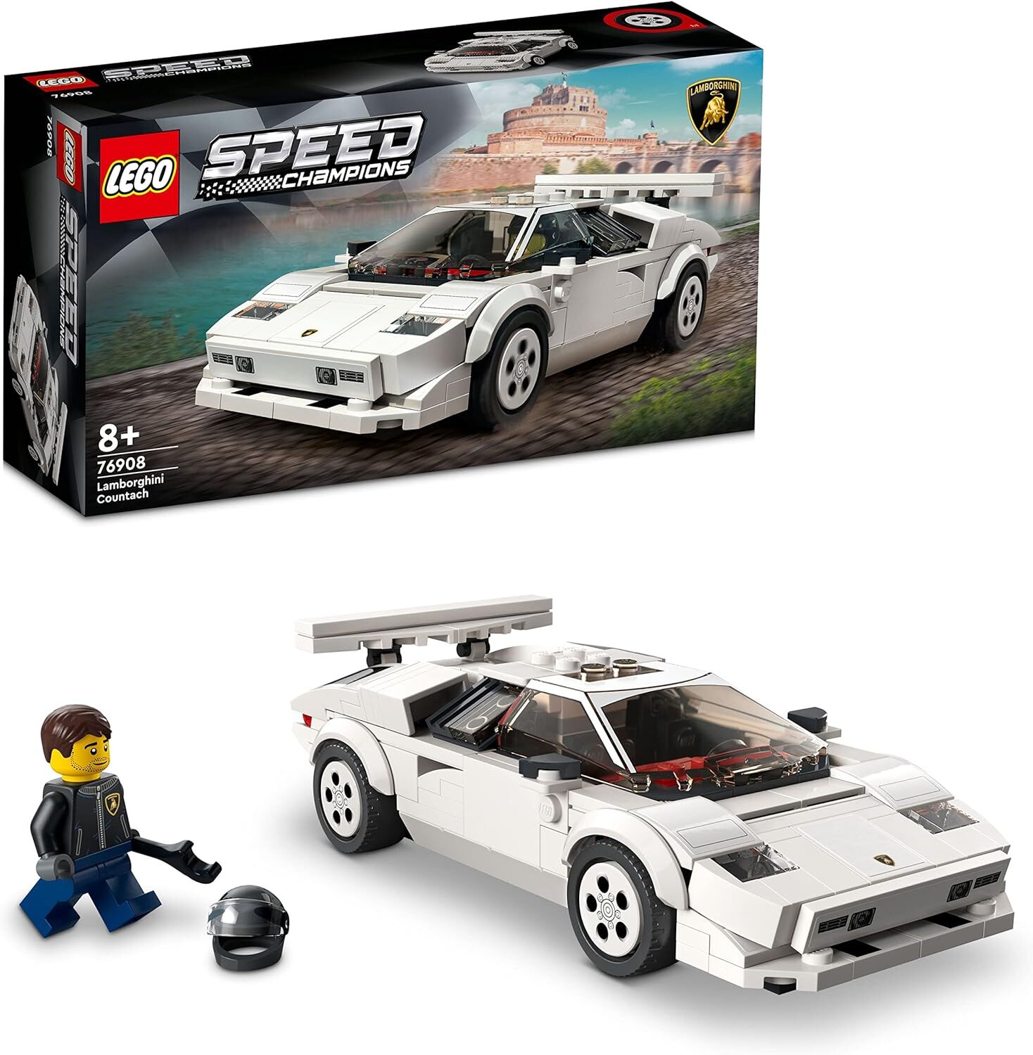 LEGO Speed Champions Lamborghini Countach 76908-8 Yaş ve Üzeri Çocuklar için Süper Spor Araba Modeli Oyuncak Yapım Seti (262 Parça)