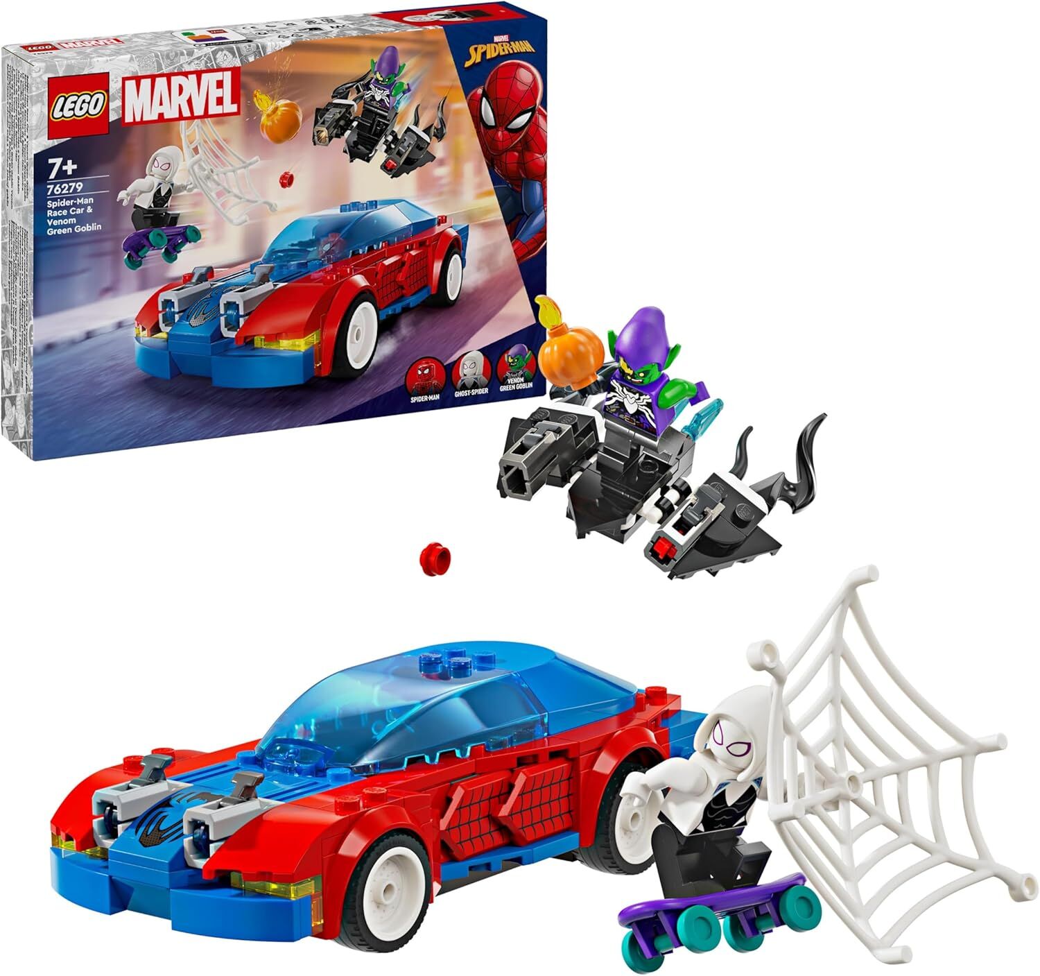 LEGO Marvel Örümcek Adam Yarış Arabası ve Venom Green Goblin 76279 – 7 Yaş ve Üzeri Süper Kahraman Seven Çocuklar için Yaratıcı Oyuncak Yapım Seti (227 Parça)