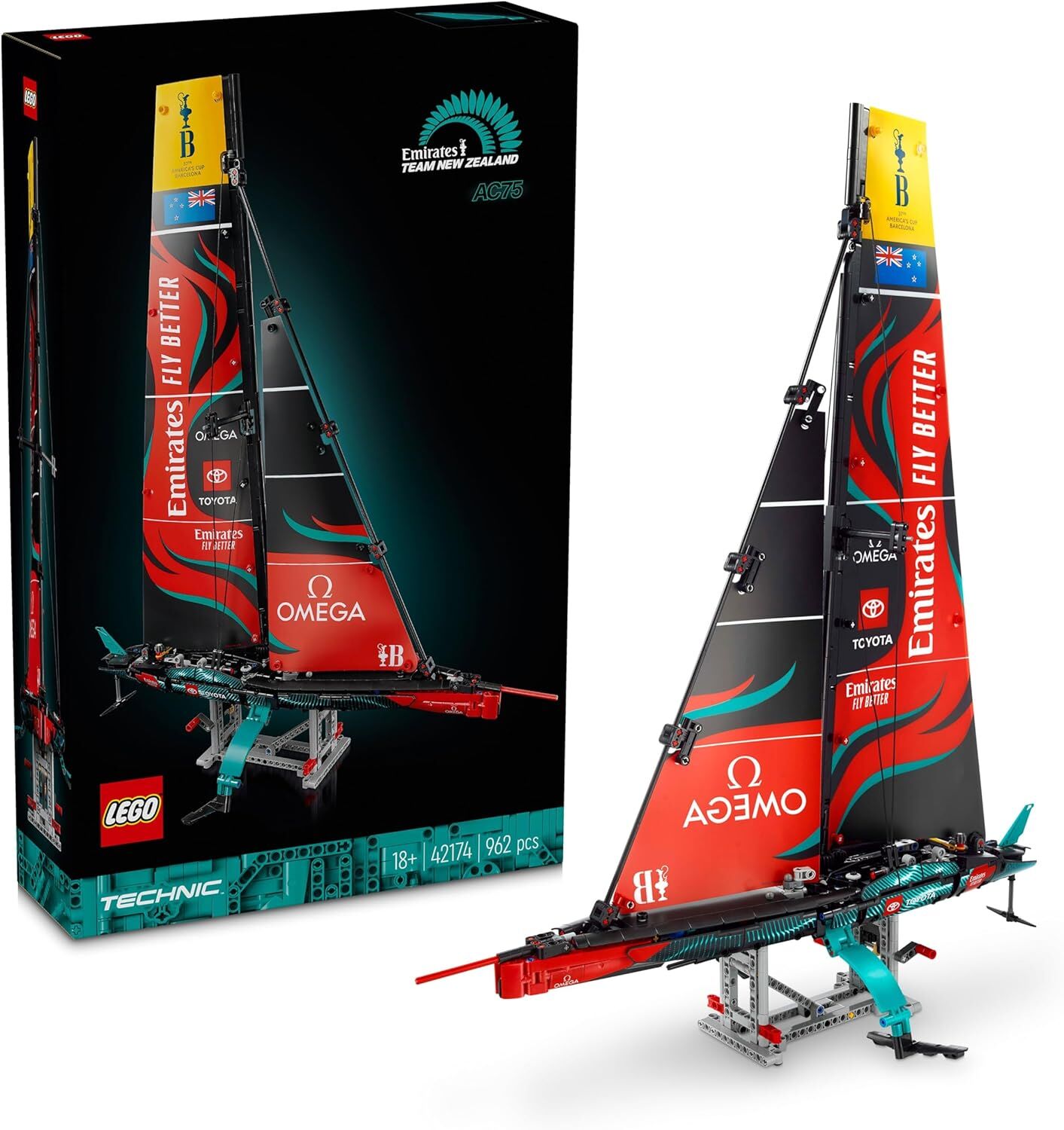 LEGO Technic Emirates Team New Zealand AC75 Yat 42174 - Yetişkinler için Yelkenli Tekne Modeli Yapım Seti (962 Parça)