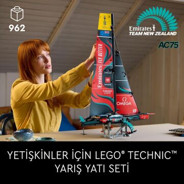 LEGO Technic Emirates Team New Zealand AC75 Yat 42174 - Yetişkinler için Yelkenli Tekne Modeli Yapım Seti (962 Parça)