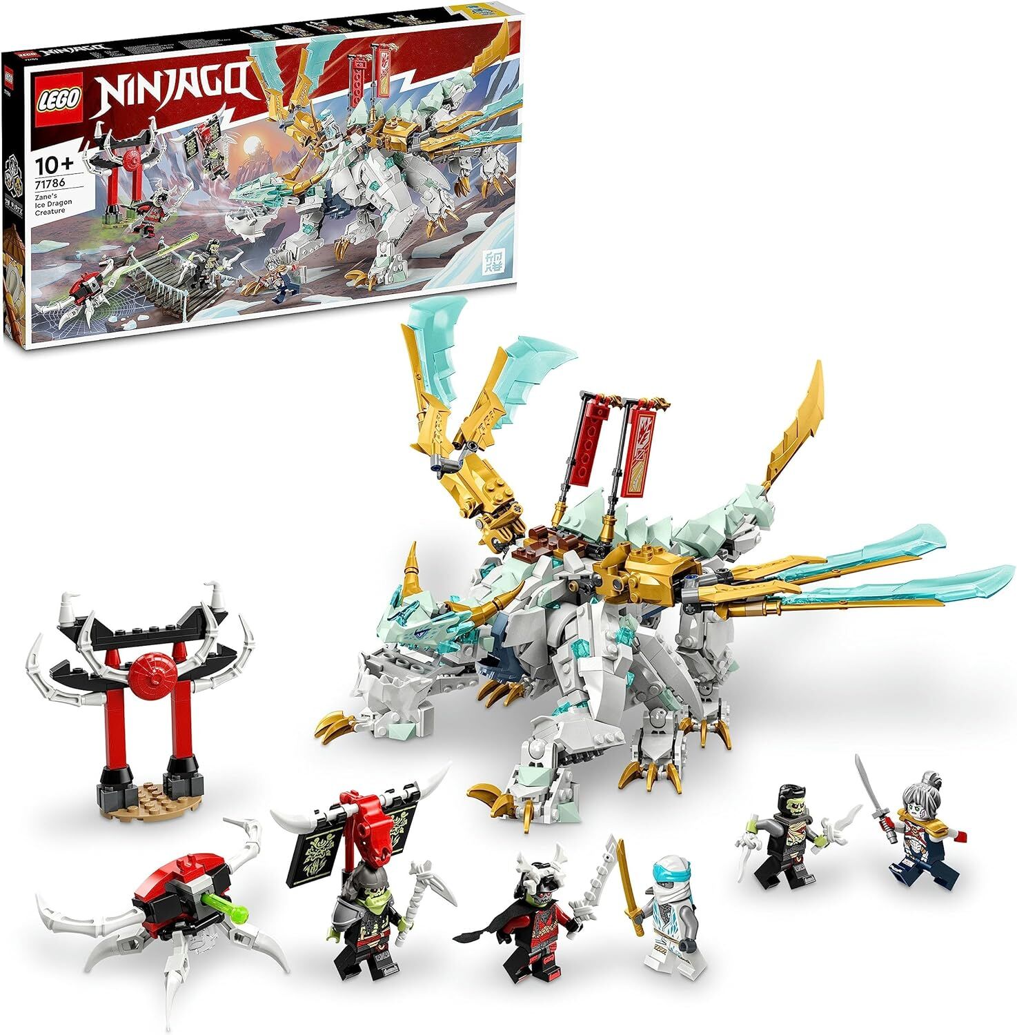 LEGO® NINJAGO® Zane’in Buz Ejderhası Yaratığı 71786-10 Yaş ve Üzeri Çocuklar için Ejderha Figürü İçeren Yaratıcı Oyuncak Yapım Seti (973 Parça)