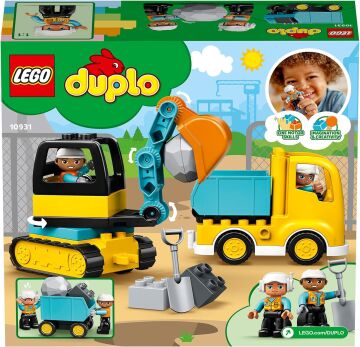 LEGO DUPLO İnşaat Kamyon ve Paletli Kazıcı 10931-2 Yaş ve Üzeri Çocuklar için Kazıcı ve Damperli Kamyon İçeren Eğitici Yapım Seti (20 Parça)