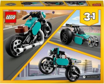 LEGO Creator Klasik Motosiklet 31135-8 Yaş ve Üzeri Çocuklar İçin Sokak Motosikleti ve Dragster Modelleri İçeren Yaratıcı Oyuncak Yapım Seti (128 Parça)