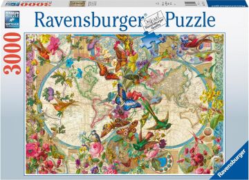 Ravensburger Bulmaca 17117 - Kelebekler ile Dünya Haritası - Yetişkinler ve 14 Yaş ve Üstü Çocuklar için 3000 Parçalı Bulmaca