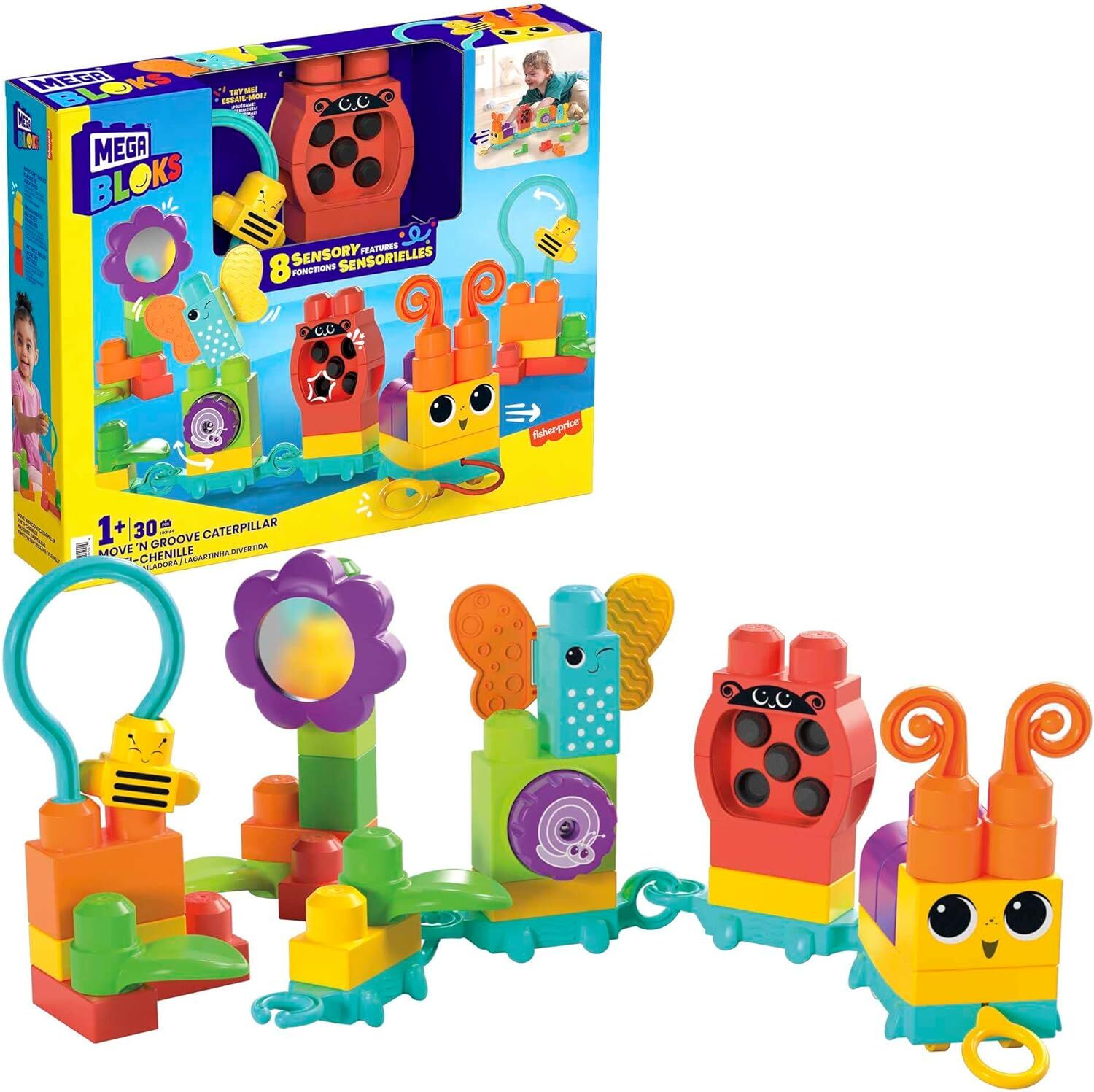 Mega Bloks Hareketli Duyusal Gelişim Tırtılı, 1 yaş ve üzeri, HKN44