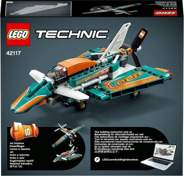 LEGO Technic Yarış Uçağı 42117 - 7 Yaş ve Üzeri Yüksek Performanslı Oyuncak Arabaları Seven Çocuklar için Koleksiyonluk Yaratıcı Oyuncak Model Yapım Seti (154 Parça)