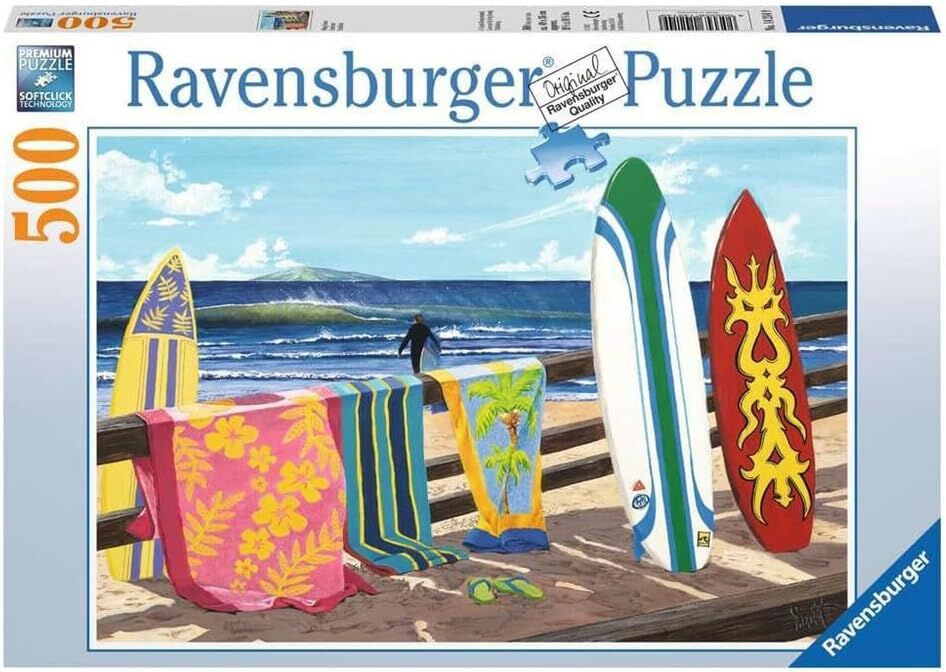 Ravensburger 142149 500P Puz Sahilde Surfler, Çok Renkli