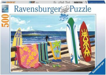Ravensburger 142149 500P Puz Sahilde Surfler, Çok Renkli