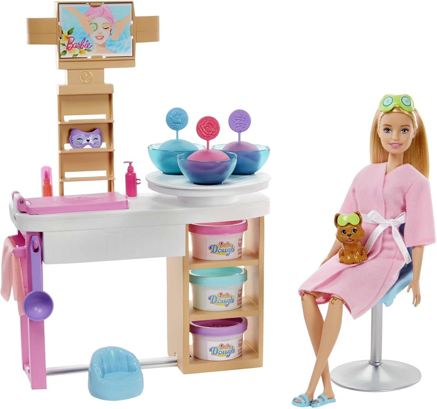 Barbie Wellness - Yüz Bakımı Yapıyor Oyun Seti, 4 yaş ve üzeri, GJR84