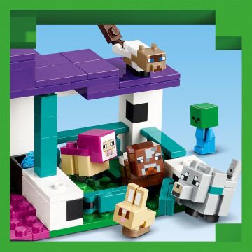 LEGO Minecraft Hayvan Barınağı 21253-7 Yaş ve Üzeri Macera Oyunları Seven Çocuklar İçin 6 Adet Minecraft Hayvan Figürü içeren Yaratıcı Oyuncak Yapım Seti (206 Parça)