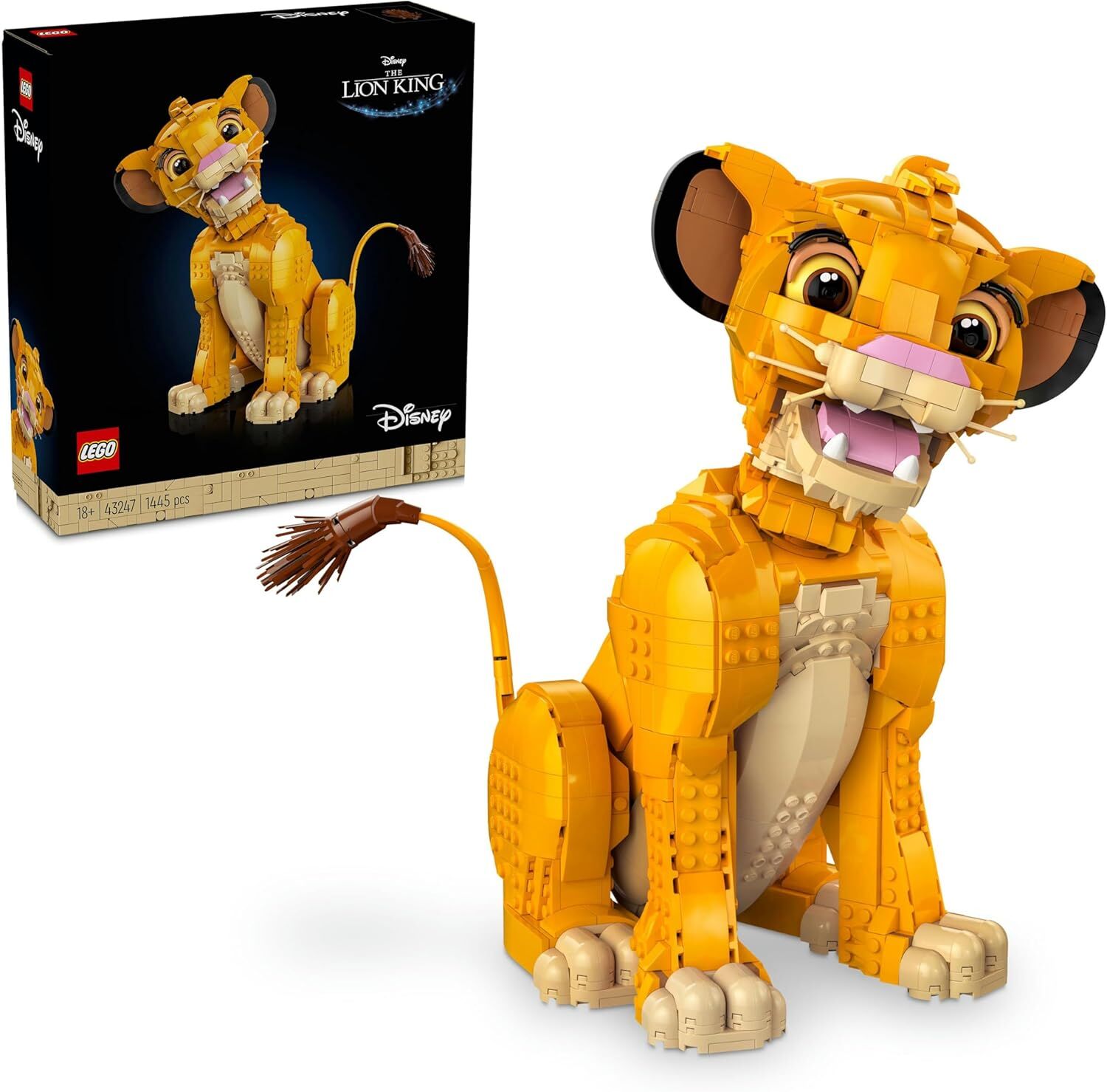 LEGO® ǀ Disney Genç Aslan Kral Simba 43247 – Yetişkinler İçin Koleksiyonluk ve Sergilenebilir Yaratıcı Hayvan Figürü Yapım Seti (1445 Parça)