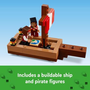 LEGO Minecraft Korsan Gemisi Yolculuğu 21259 – 8 Yaş ve Üzeri Macera Oyunları Seven Çocuklar İçin Korsan, Mürekkep Balığı ve Deve içeren Yaratıcı Oyuncak Yapım Seti (166 Parça)