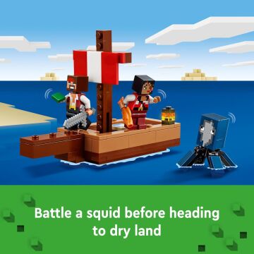 LEGO Minecraft Korsan Gemisi Yolculuğu 21259 – 8 Yaş ve Üzeri Macera Oyunları Seven Çocuklar İçin Korsan, Mürekkep Balığı ve Deve içeren Yaratıcı Oyuncak Yapım Seti (166 Parça)