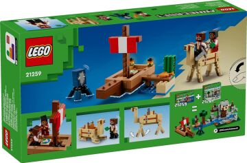 LEGO Minecraft Korsan Gemisi Yolculuğu 21259 – 8 Yaş ve Üzeri Macera Oyunları Seven Çocuklar İçin Korsan, Mürekkep Balığı ve Deve içeren Yaratıcı Oyuncak Yapım Seti (166 Parça)