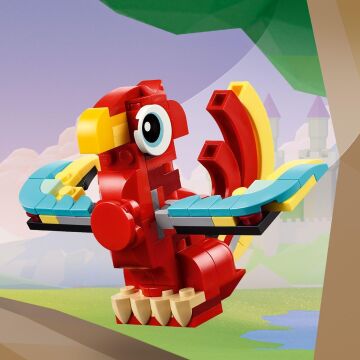 LEGO Creator Kırmızı Ejderha 31145-6 Yaş ve Üzeri Çocuklar için Balık ve Zümrüdüanka Model Seçenekleri İçeren 3’ü 1 Arada Yaratıcı Oyuncak Yapım Seti (149 Parça)