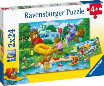 Ravensburger 2x24 Parçalı Puzzle Ayı Ailesi Kampta