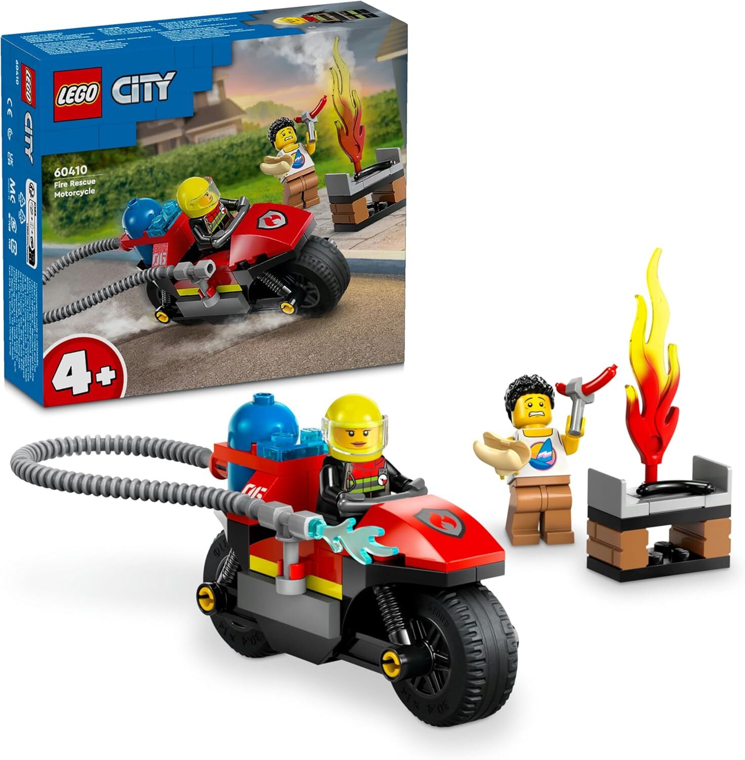 LEGO City İtfaiye Kurtarma Motosikleti 60410-4 Yaş ve Üzeri Çocuklar için İtfaiye Motosikleti İçeren Yaratıcı Oyuncak Yapım Seti (57 Parça)
