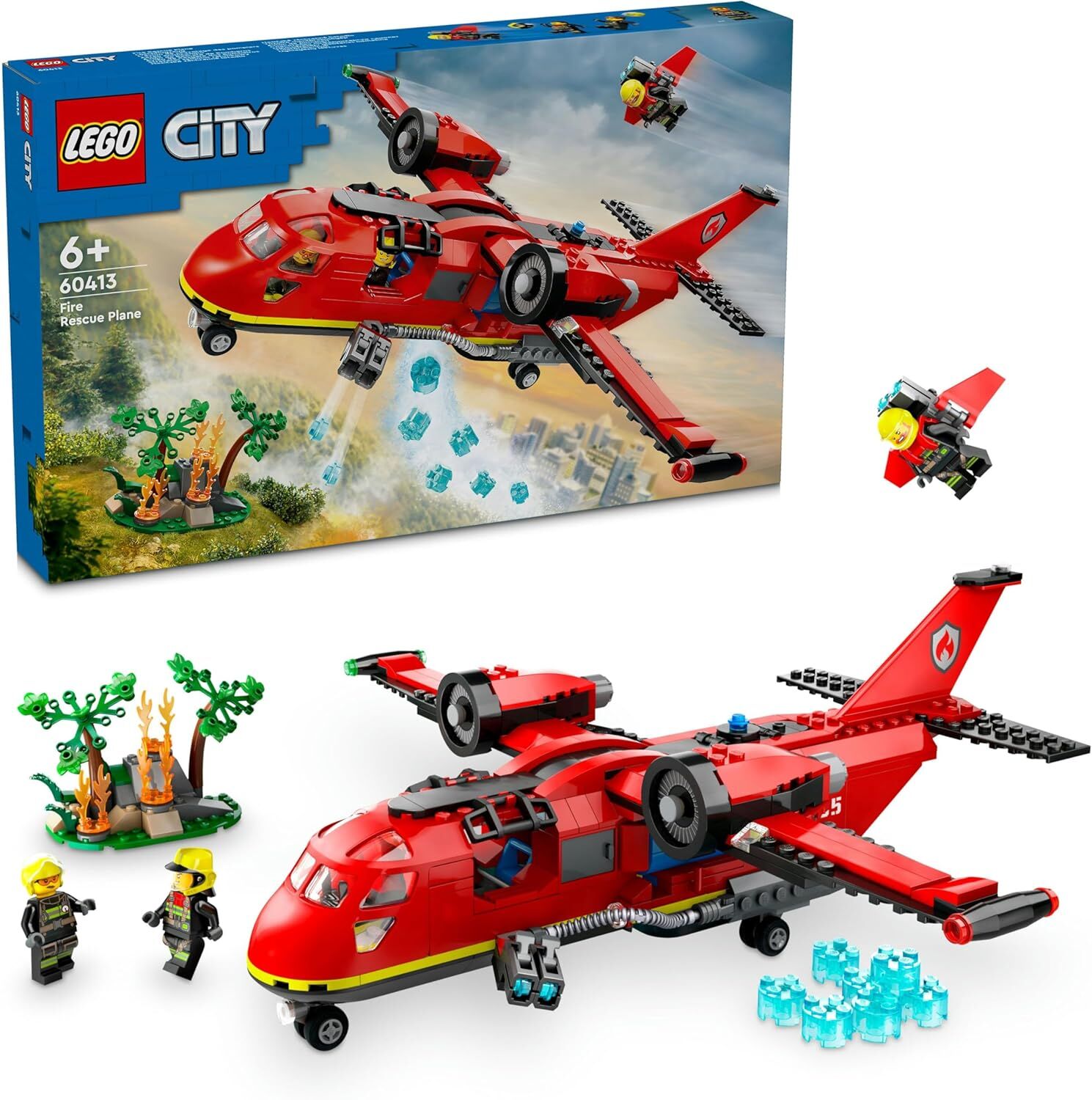 LEGO City İtfaiye Kurtarma Uçağı 60413-6 Yaş ve Üzeri Çocuklar için İtfaiyeci Minifigürü İçeren Yaratıcı Oyuncak Yapım Seti (478 Parça)