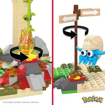 Mega Bloks Pokémon Orman Harabeleri yapı seti ile diğer dünyalara bağlanabilen 464 uyumlu yapı bloku ve parça, 7 yaş ve üzeri için HDL86
