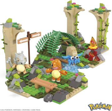 Mega Bloks Pokémon Orman Harabeleri yapı seti ile diğer dünyalara bağlanabilen 464 uyumlu yapı bloku ve parça, 7 yaş ve üzeri için HDL86