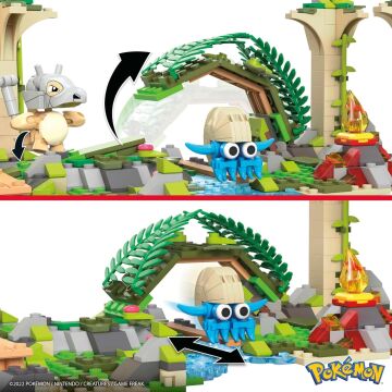 Mega Bloks Pokémon Orman Harabeleri yapı seti ile diğer dünyalara bağlanabilen 464 uyumlu yapı bloku ve parça, 7 yaş ve üzeri için HDL86