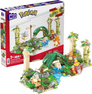 Mega Bloks Pokémon Orman Harabeleri yapı seti ile diğer dünyalara bağlanabilen 464 uyumlu yapı bloku ve parça, 7 yaş ve üzeri için HDL86