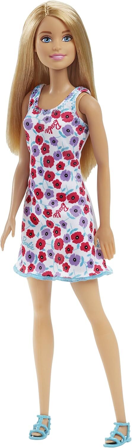 Mattel Barbie doll – beyaz Dress Red & Mor çiçekler, sarışın (DVX86)