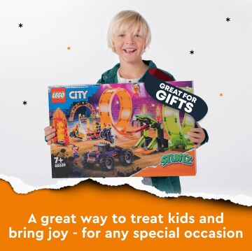 LEGO® City Çift Çemberli Gösteri Arenası 60339 7 Yaş ve Üzeri Çocuklar için 2 Volanlı Gösteri Motosikleti İçeren Oyuncak Yapım Seti (598 Parça)