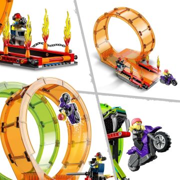 LEGO® City Çift Çemberli Gösteri Arenası 60339 7 Yaş ve Üzeri Çocuklar için 2 Volanlı Gösteri Motosikleti İçeren Oyuncak Yapım Seti (598 Parça)