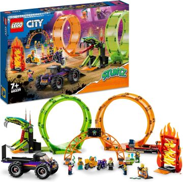 LEGO® City Çift Çemberli Gösteri Arenası 60339 7 Yaş ve Üzeri Çocuklar için 2 Volanlı Gösteri Motosikleti İçeren Oyuncak Yapım Seti (598 Parça)
