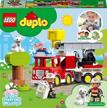 LEGO® DUPLO® Kurtarma İtfaiye Kamyonu 10969-2 Yaş ve Üzeri Çocuklar için Işıklı ve Sirenli İtfaiye Kamyonu İçeren Oyuncak Yapım Seti (21 Parça)