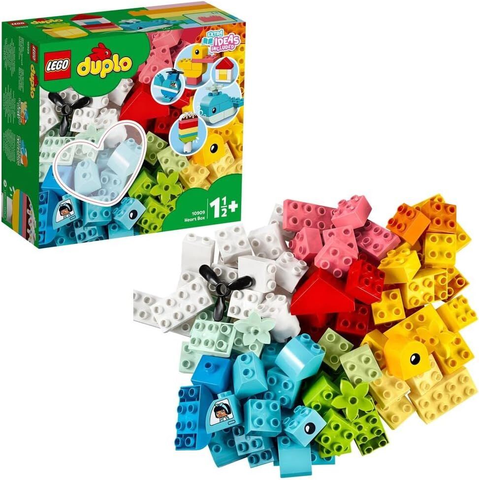 LEGO DUPLO Classic Kalp Kutusu 10909-18 Ay ve Üzeri Okul Öncesi Yaştaki Çocuklar için Gelişimi Destekleyen Yaratıcı Oyuncak Yapım Seti (80 Parça)