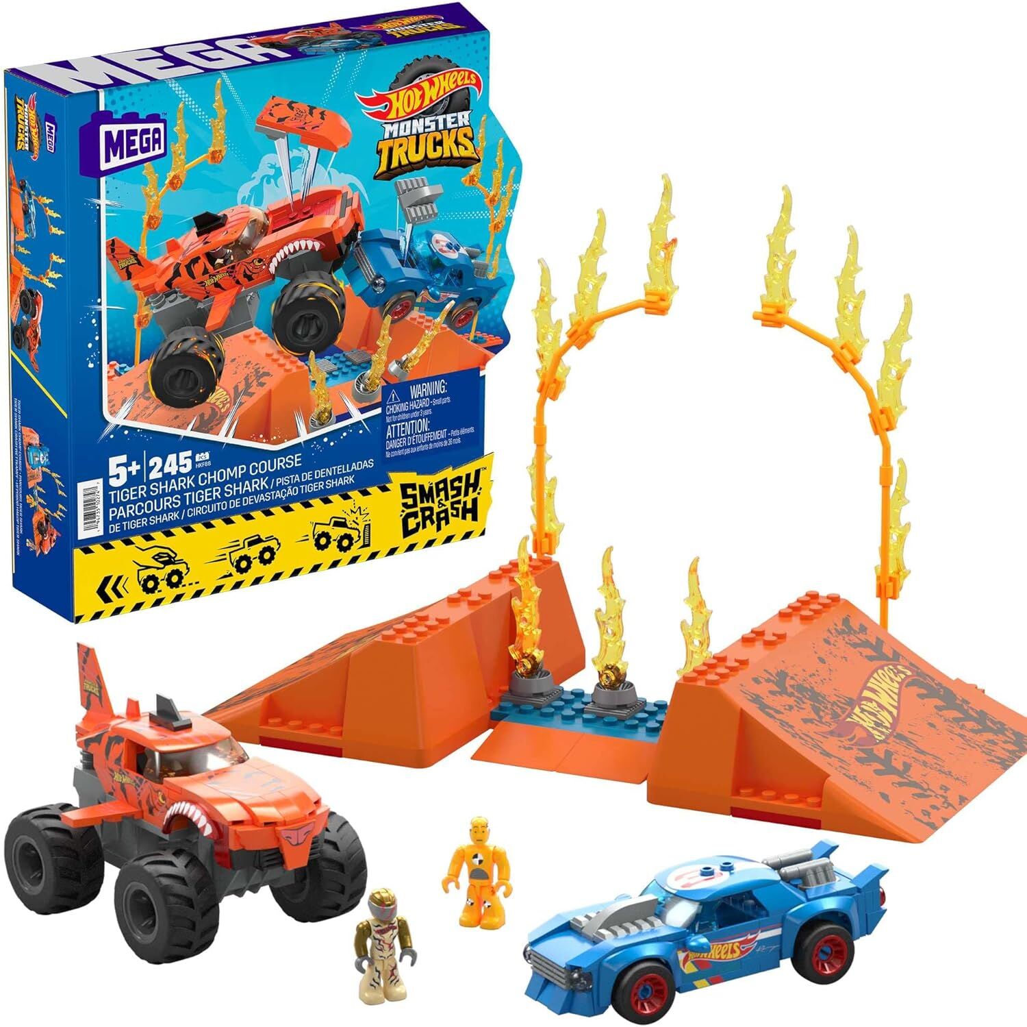 MEGA Hot Wheels Smash N Crash Tiger Shark Çarpışma Seti, 5 yaş ve üzeri, HKF88