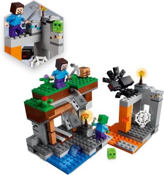 LEGO City Minecraft Terk Edilmiş Maden 21166-7 Yaş ve Üzeri Macera Oyunu Seven Çocuklar İçin Oyuncak Örümcek İçeren Yaratıcı Oyuncak Yapım Seti (248 Parça)