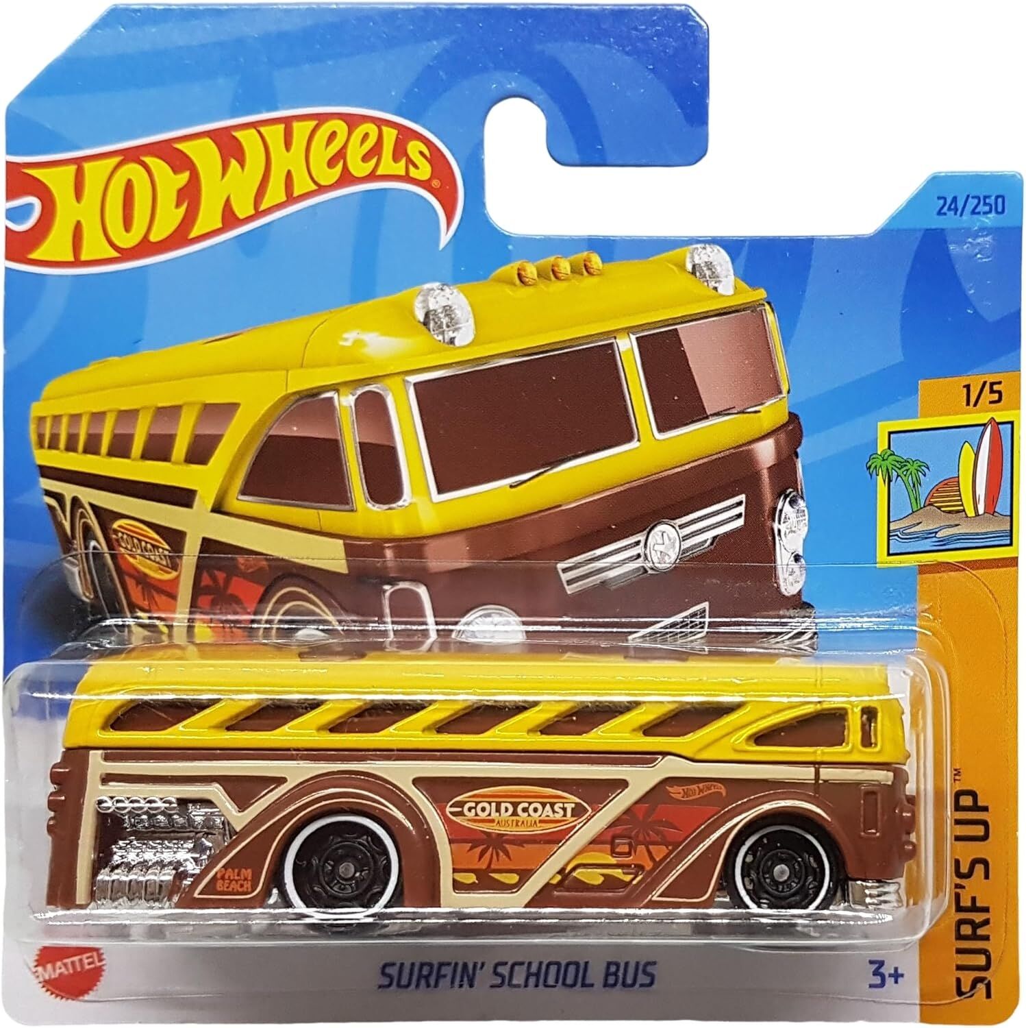 Hot Wheels - Surfin´School Bus - Surf´s Up 1/5 - HKJ32 - Short Card - Gold Coast Australia - Mattel 2023