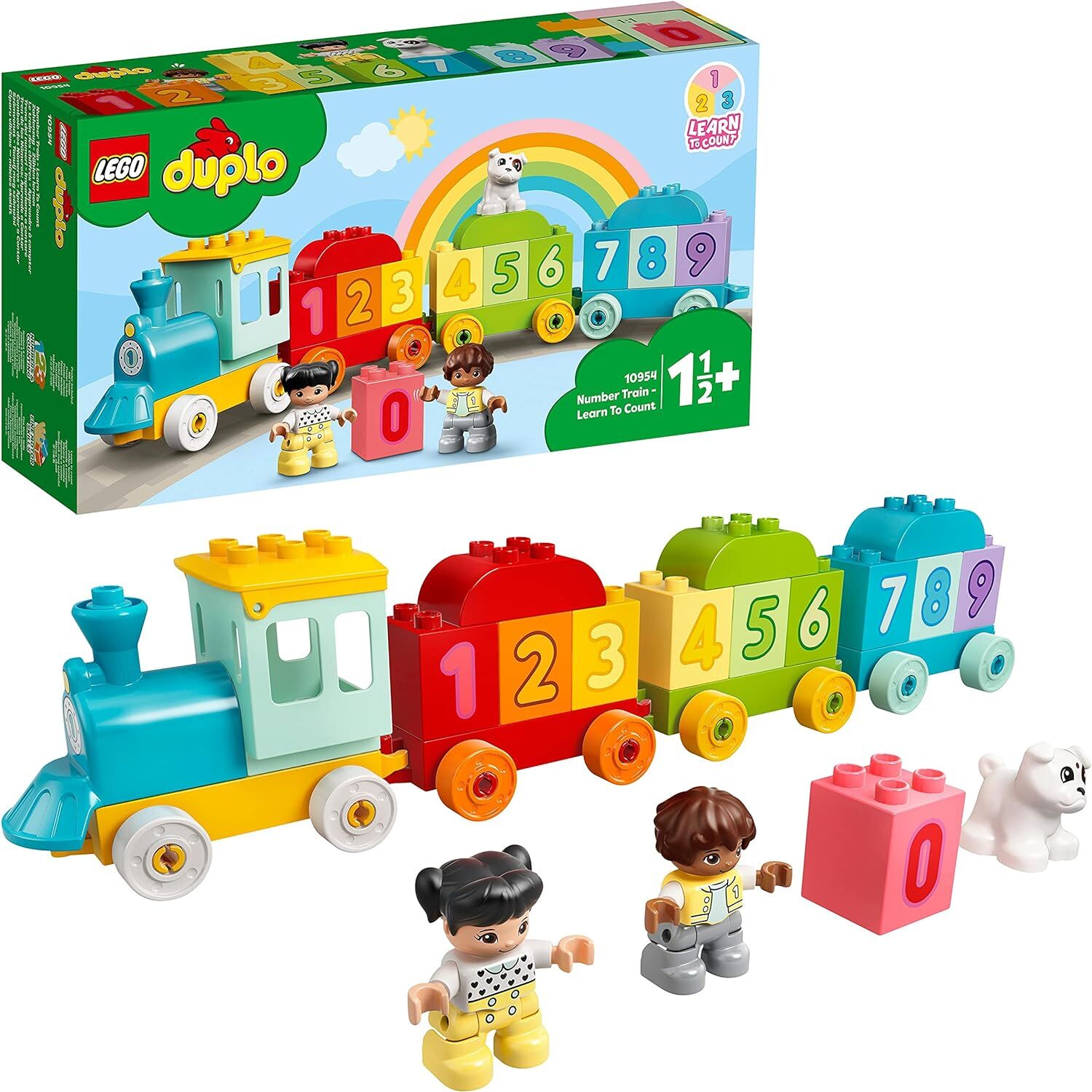 LEGO DUPLO İlk Sayı Treni - Saymayı Öğren 10954-18 Ay ve Üzeri Çocuklar İçin Sayma Yetisini Geliştiren Eğitici Oyuncak Yapım Seti (23 Parça)