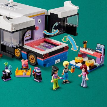 LEGO Friends Pop Star Müzik Turne Otobüsü 42619-8 Yaş ve Üzeri Çocuklar için Yaratıcı Oyuncak Yapım Seti (845 Parça)