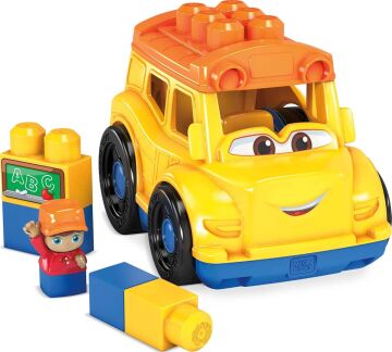 MATTEL-MEGA Bloks - Lil'Vehicle Okul Taşıtı - Bina Tuğla - Okul Otobüs Biblo & 5 bloka ile Kapsar - 12 Ay ve +