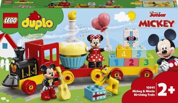 LEGO DUPLO ǀ Disney Mickey ve Minnie Doğum Günü Treni 10941-2 Yaş ve Üzeri Çocuklar için Rakamlı Doğum Günü Treni İçeren Eğitici Yapım Seti (22 Parça)