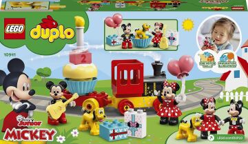 LEGO DUPLO ǀ Disney Mickey ve Minnie Doğum Günü Treni 10941-2 Yaş ve Üzeri Çocuklar için Rakamlı Doğum Günü Treni İçeren Eğitici Yapım Seti (22 Parça)