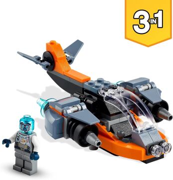 LEGO Creator 3’ü 1 Arada Siber İnsansız Hava Aracı 31111-6 Yaş ve Üzeri Çocuklar İçin Siber İnsansız Hava Aracı, Siber Robot ve Siber Motosiklet İçeren Yaratıcı Oyuncak Yapım Seti (113 Parça)
