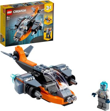 LEGO Creator 3’ü 1 Arada Siber İnsansız Hava Aracı 31111-6 Yaş ve Üzeri Çocuklar İçin Siber İnsansız Hava Aracı, Siber Robot ve Siber Motosiklet İçeren Yaratıcı Oyuncak Yapım Seti (113 Parça)